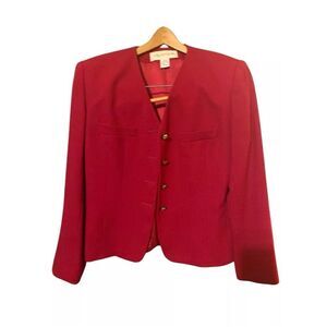 Jones New York Women's Vintage Red Wool Blazer Size 8